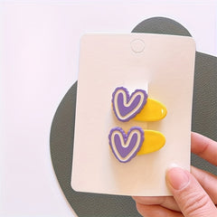 2pcs Love Shaped Hairpin Hair Rope Kids Hair Clip Hair Ties
