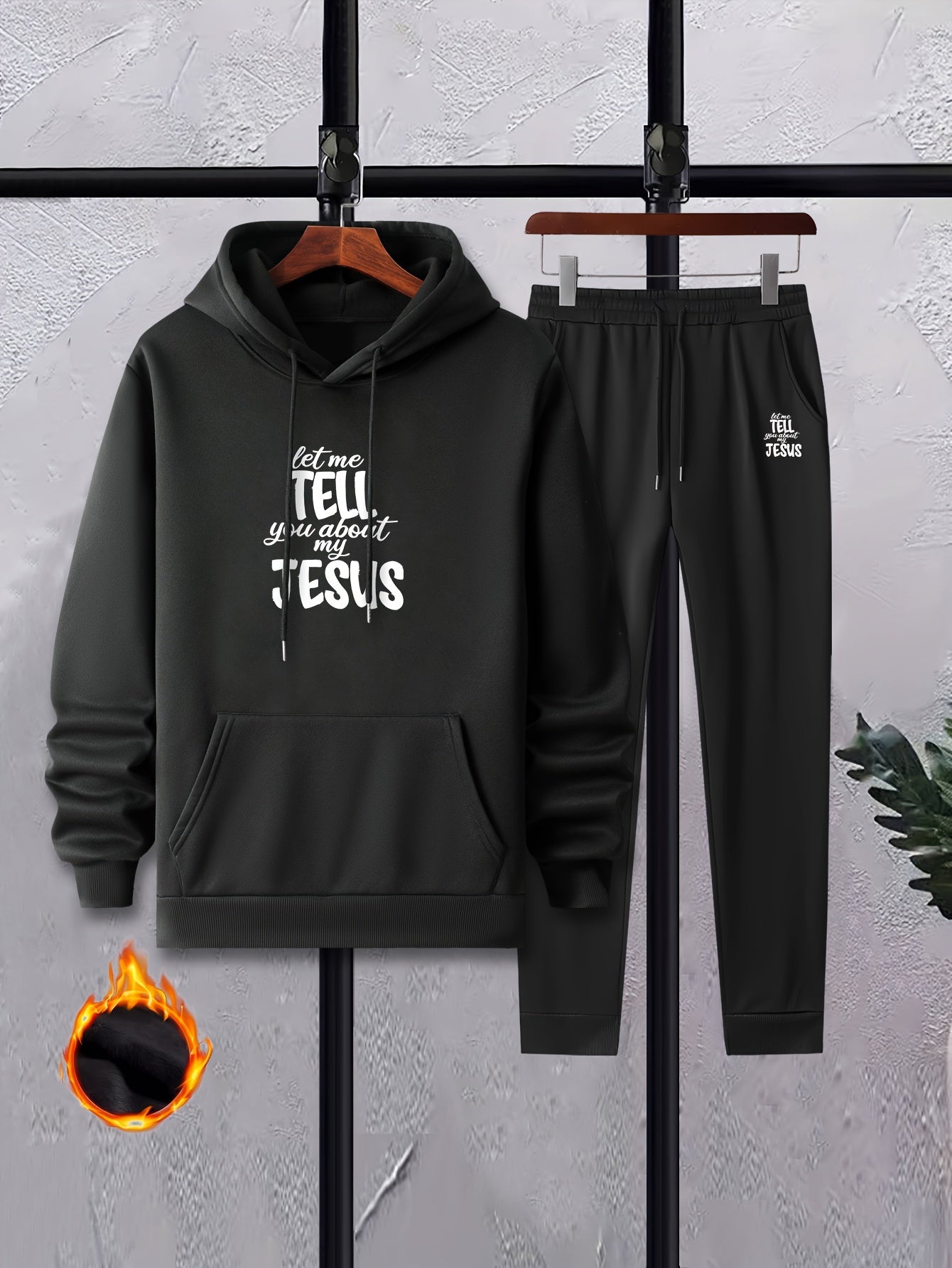 Men's Hooded Sweatshirt & Drawstring Sweatpants Set