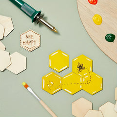 Wooden Hexagon Coaster DIY Painting Puzzle Game for Parties