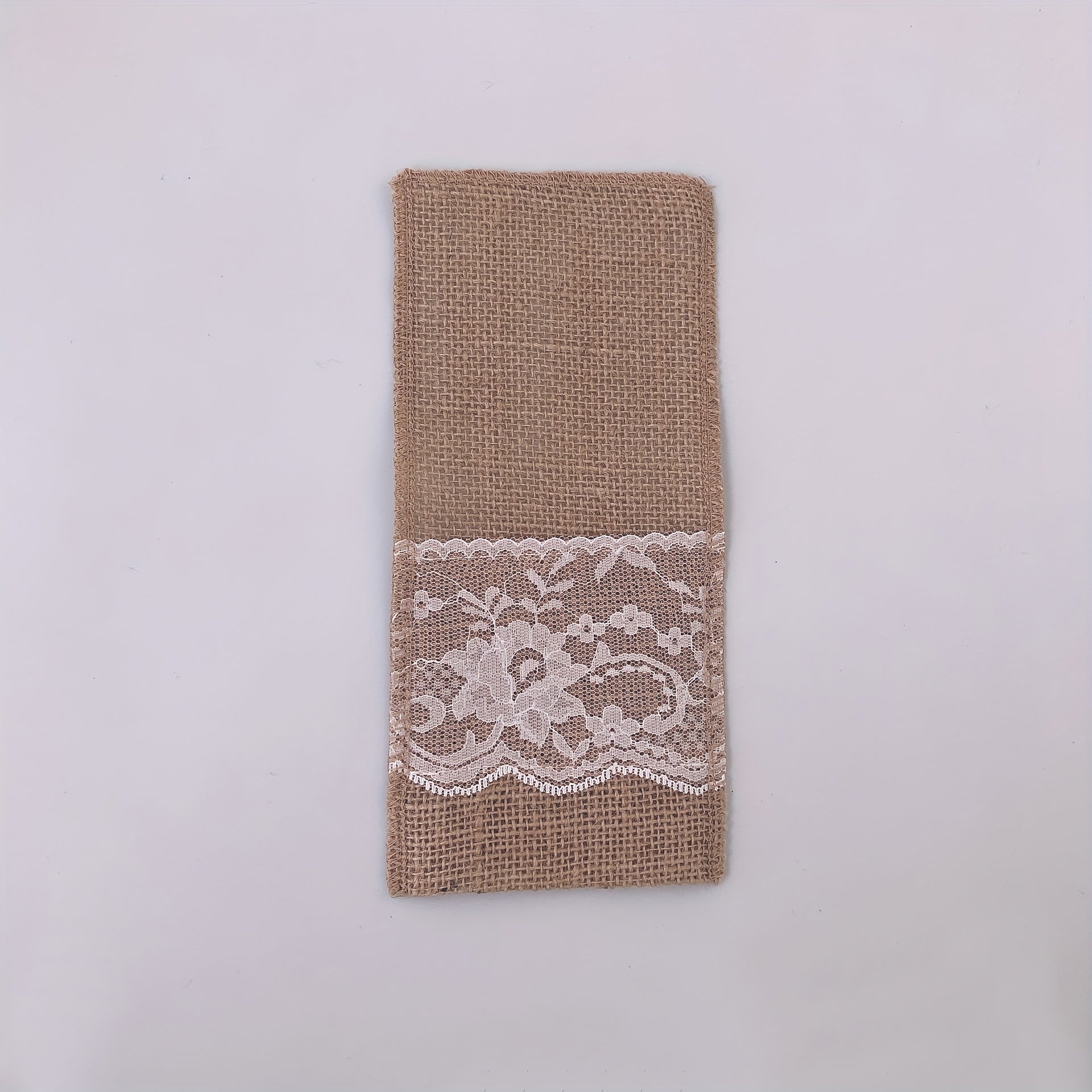 10pcs Burlap Lace Utensil Holders for Vintage Wedding