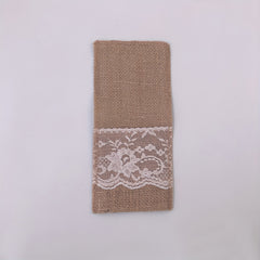10pcs Burlap Lace Utensil Holders for Vintage Wedding