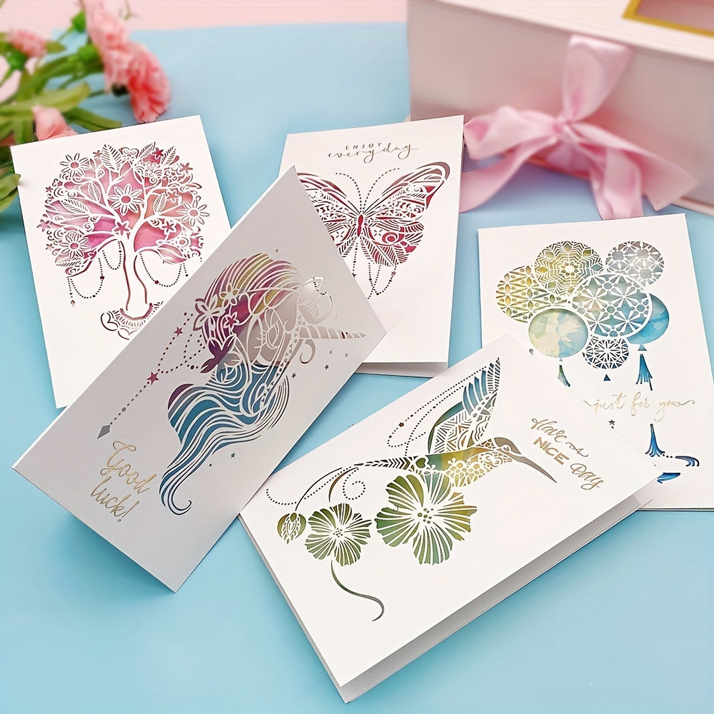 Romantic Hollow Out Greeting Card - Modern Paper Carve Blessing Message Card