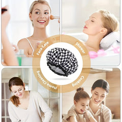 Checkerboard Pattern Hair Drying Cap Waterproof Shower Cap