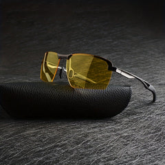 Night Driving Glasses For Men Anti Glare Polarized Metal Frame Sunglasses
