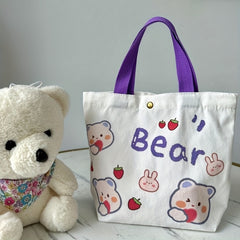 Cute Cartoon Animal Mini Canvas Tote Bag for Girls