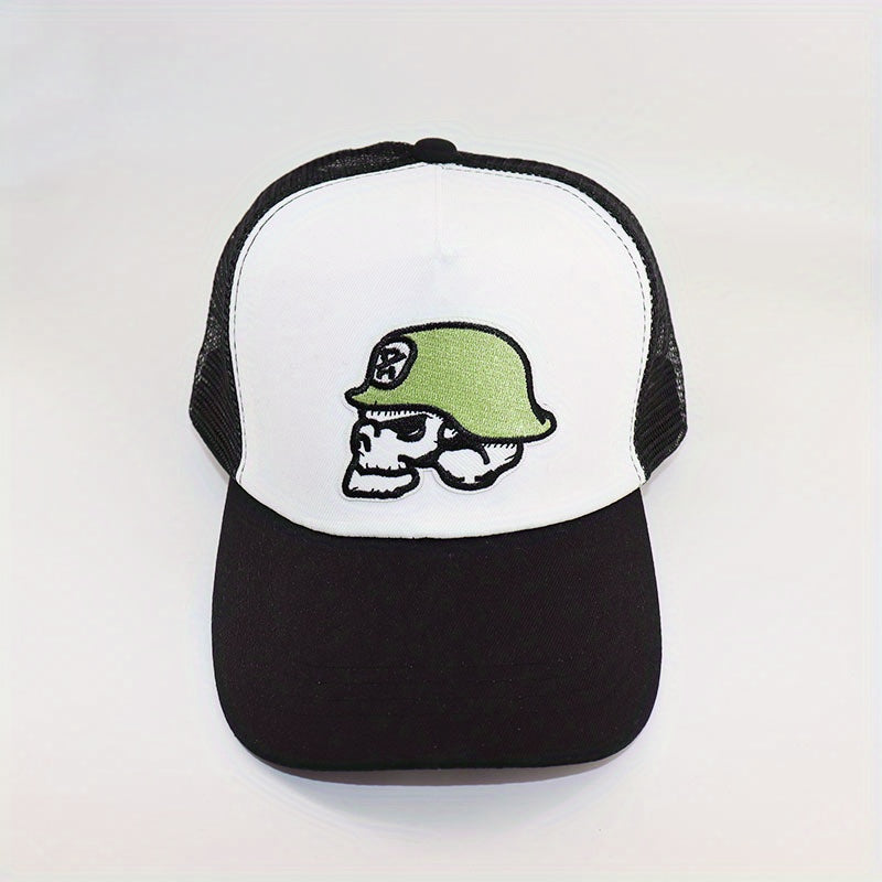 Skull Patch Baseball Cap Men Quick Drying Snapback Mesh Back Hat