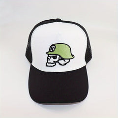 Skull Patch Baseball Cap Men Quick Drying Snapback Mesh Back Hat
