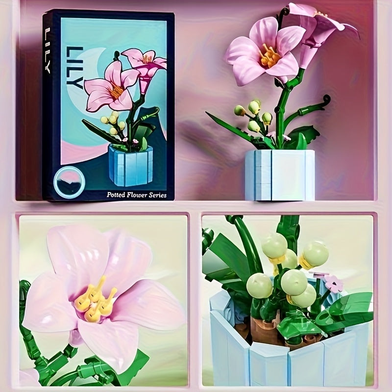 Flower Building Blocks Sunflower Lily Rose Models for Home Decor