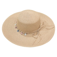 Boho Rope Bowknot Sun Hat Wide Brim Foldable Breathable Straw Hats