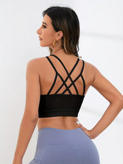 Stretchy Criss Cross Back Sports Bra for Women - Yoga Fitness