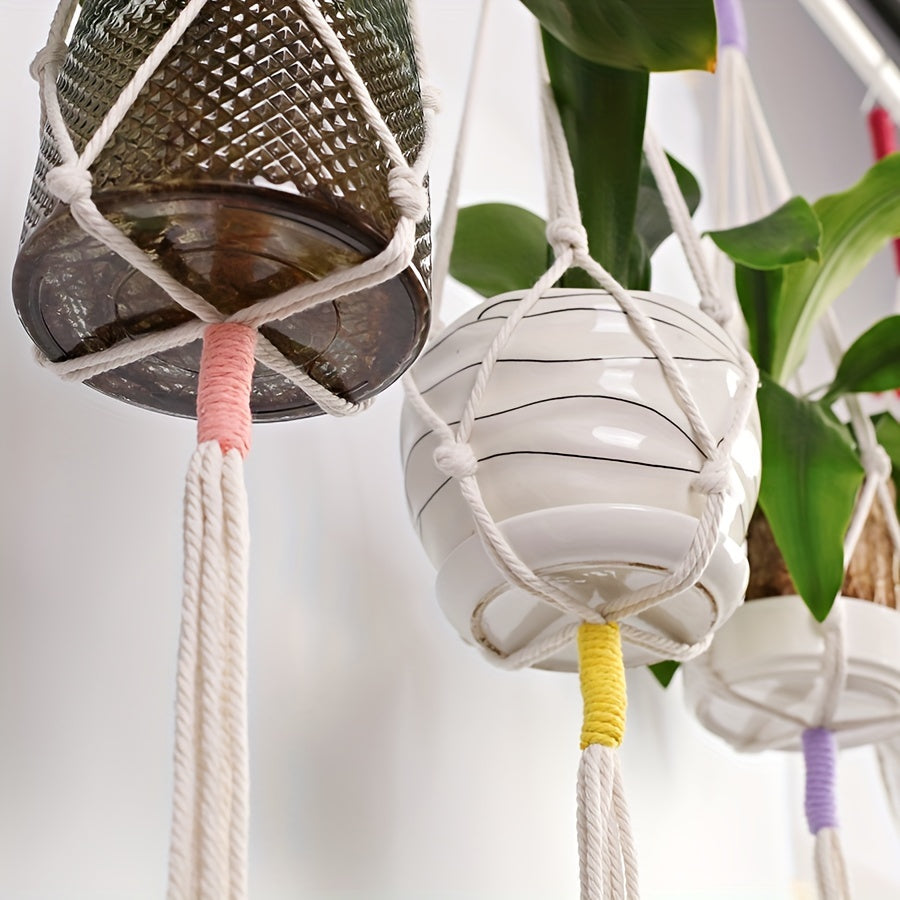 Macrame Plant Hanger with Tassels for Home & Garden Decoration