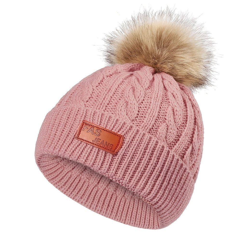 Kids Solid Winter Warm Knitted Hat For Girls