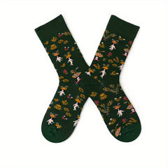 4 Pairs Cartoon Print Women's Mid Tube Stockings