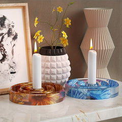 Round Aromatherapy Candle Holder Resin Mold DIY Candle Tray Accessories
