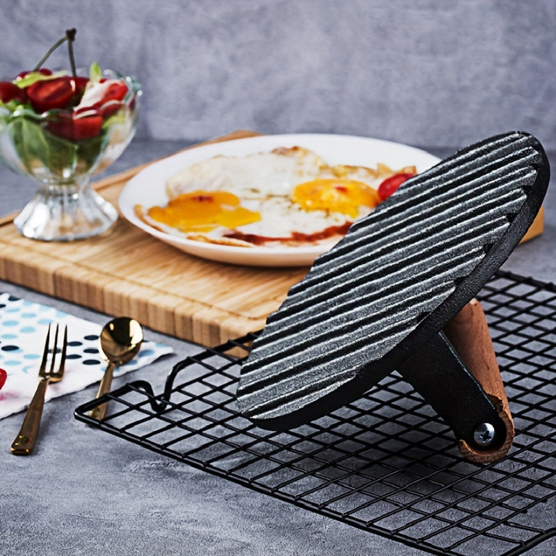 Durable Cast Iron Meat Press Plate for BBQ and Grilling