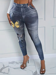 Letter & Butterfly Print Leggings