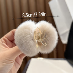 Small Hair Ball Rabbit Hair Clip for Autumn/Winter