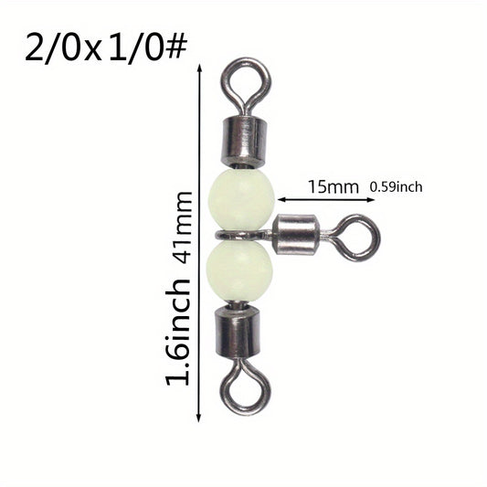 10pcs Luminous Beads Cross Line Rolling Swivel Fishing Accessories