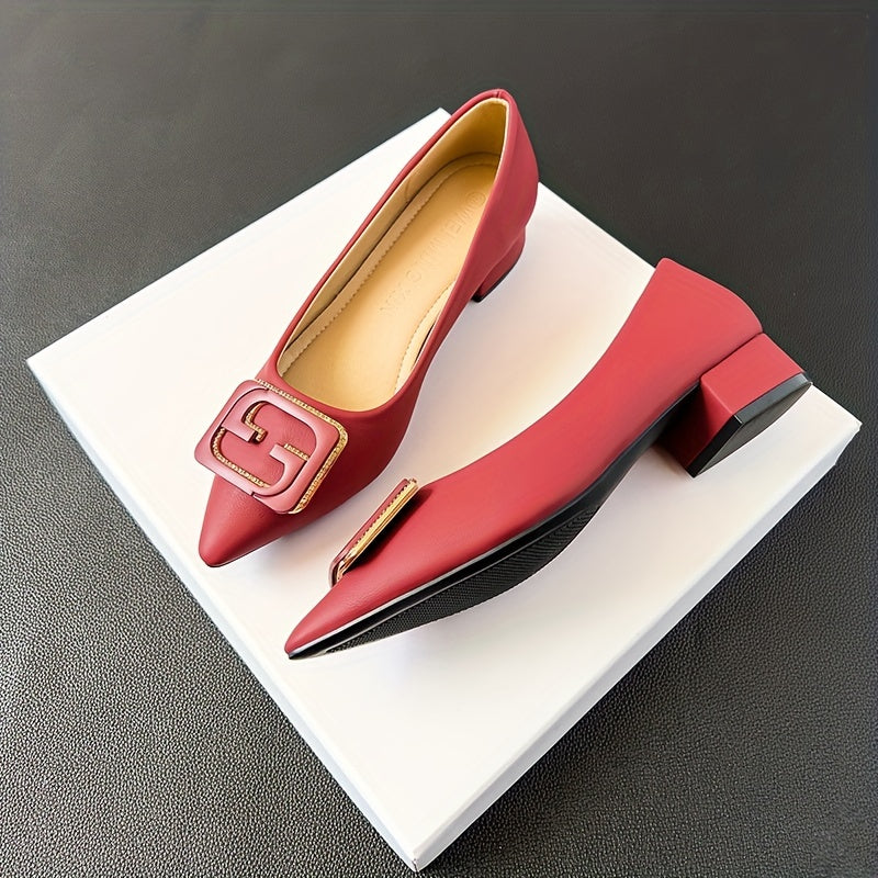 Metallic Slip On Point Toe Low Heel Shoes