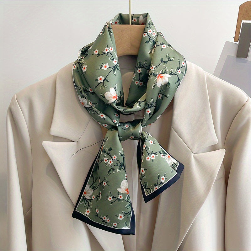 Vintage Floral Pattern Satin Necke...
