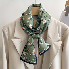 Vintage Floral Pattern Satin Necke...