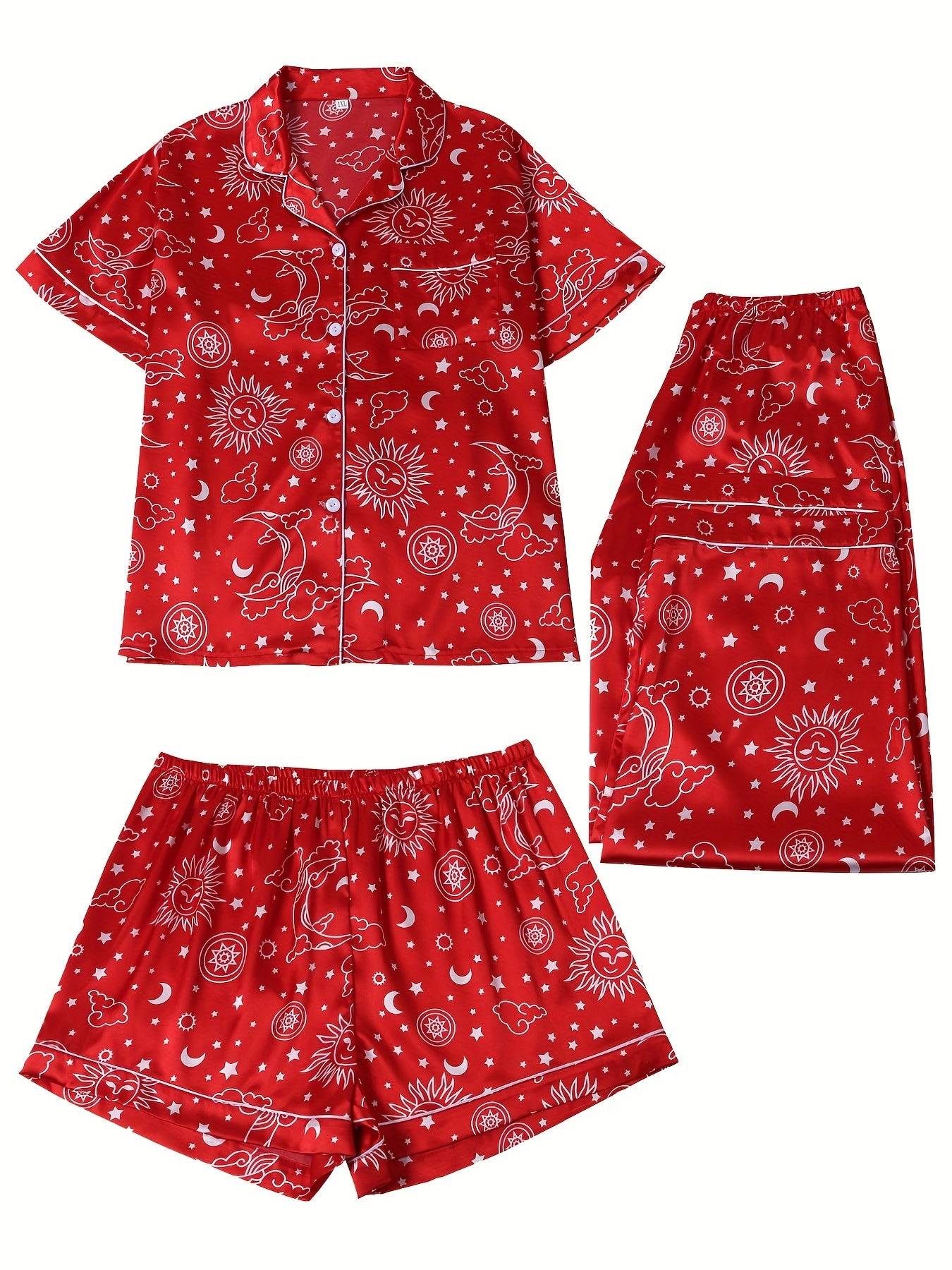 Women's Plus Moon & Star Print Pajama Set