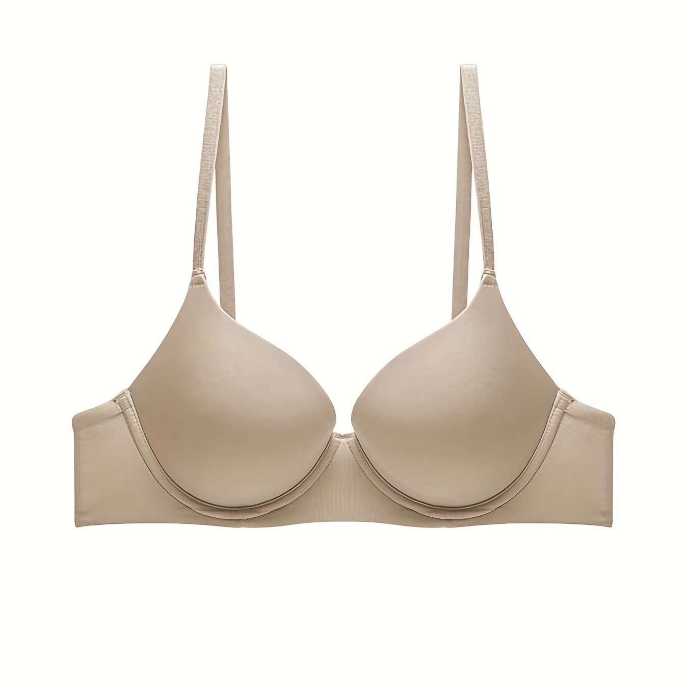 Glossy Mold Cup Push Up Bra Breathable Knitted Fabric Intimates Lingerie