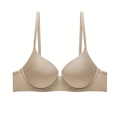 Glossy Mold Cup Push Up Bra Breathable Knitted Fabric Intimates Lingerie