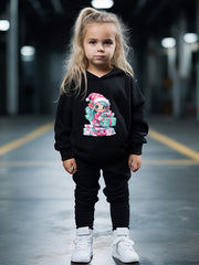 OERYUI Cartoon Girl Print Hoodies Pants Set Spring Fall Christmas Gift