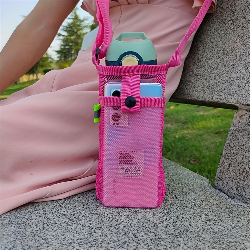 Water Bottle Holder Bag with Adjustable Shoulder Strap for Outdoor Activities