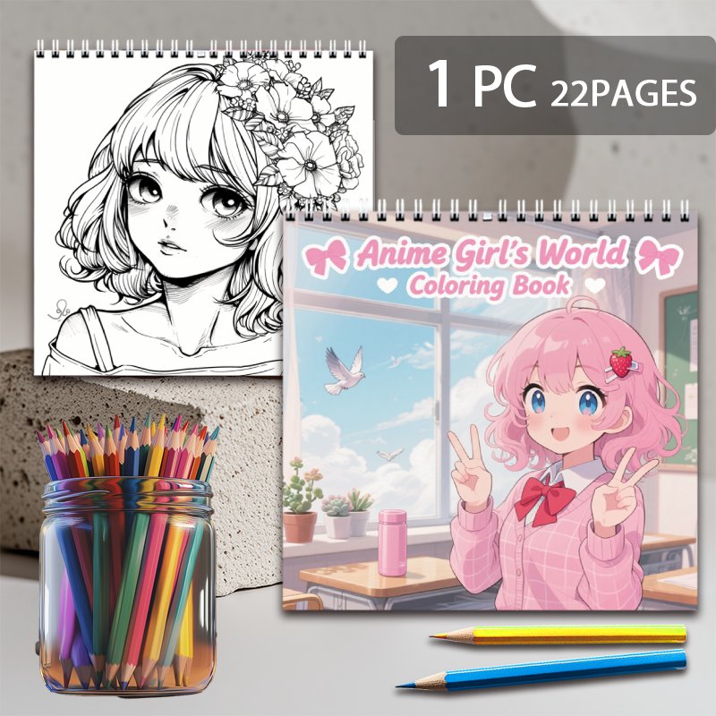 Anime Girl's World Coloring Book - Stress Relieving Notebook