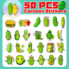 50pc Pickled Cucumber Stickers Hot Graffiti Decals