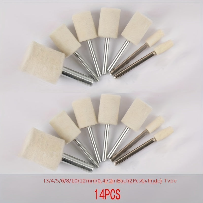 14pcs Polishing Buffing Wheels Set Wool Felt Mounted Mandrel Grinding Bits