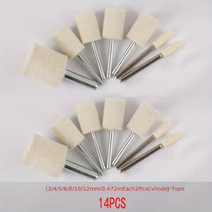 14pcs Polishing Buffing Wheels Set Wool Felt Mounted Mandrel Grinding Bits