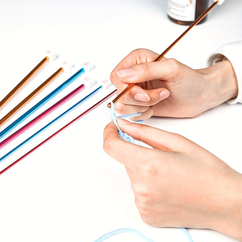 11pcs Colorful Aluminum Crochet Hooks Knitting Needles Set for Knitter