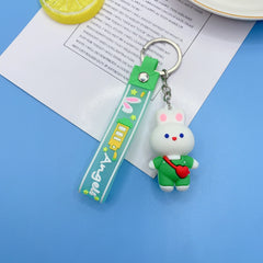 Cute Cartoon Rabbit Keychain Silicone Bunny Doll Keychain Pendant