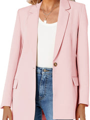 Solid Open Front Blazer Lapel Long Sleeve Blazer