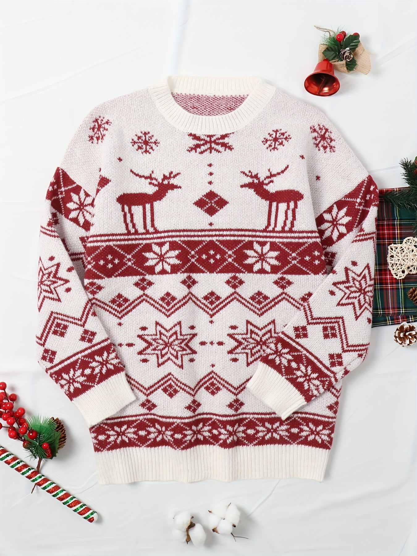 Christmas Casual Sweater Women's Plus Graphic Print Long Sleeve