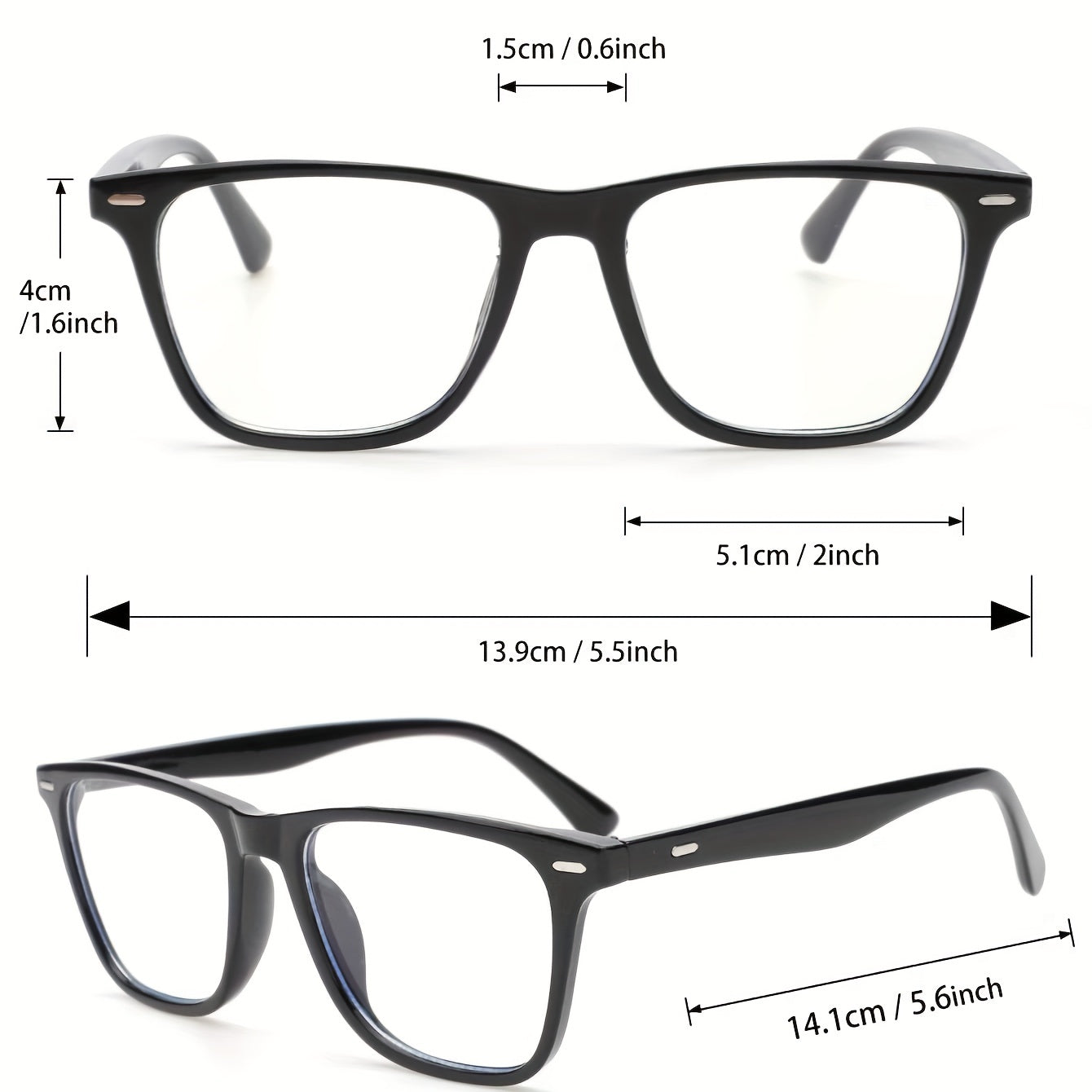 Classic Clear Lens Rectangular Eyeglasses for Women Men