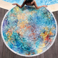 Soft Absorbent Round Beach Towel for Outdoor Travel