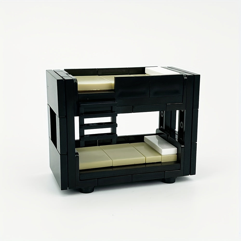 MOC Small Particle Building Blocks Double Bed DIY Furniture Bedroom