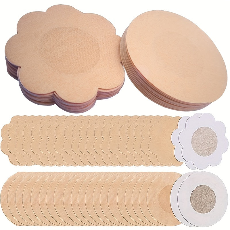 30 Pairs Women's Disposable Nipple Stickers Anti-glare Round Flower