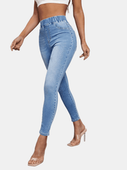 High Waist Skinny Jeans with Slash Pocket