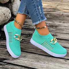 Women's Mesh Slip-on Sneakers with Chain Detail