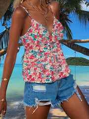 Floral Print V Neck Knot Cami Top