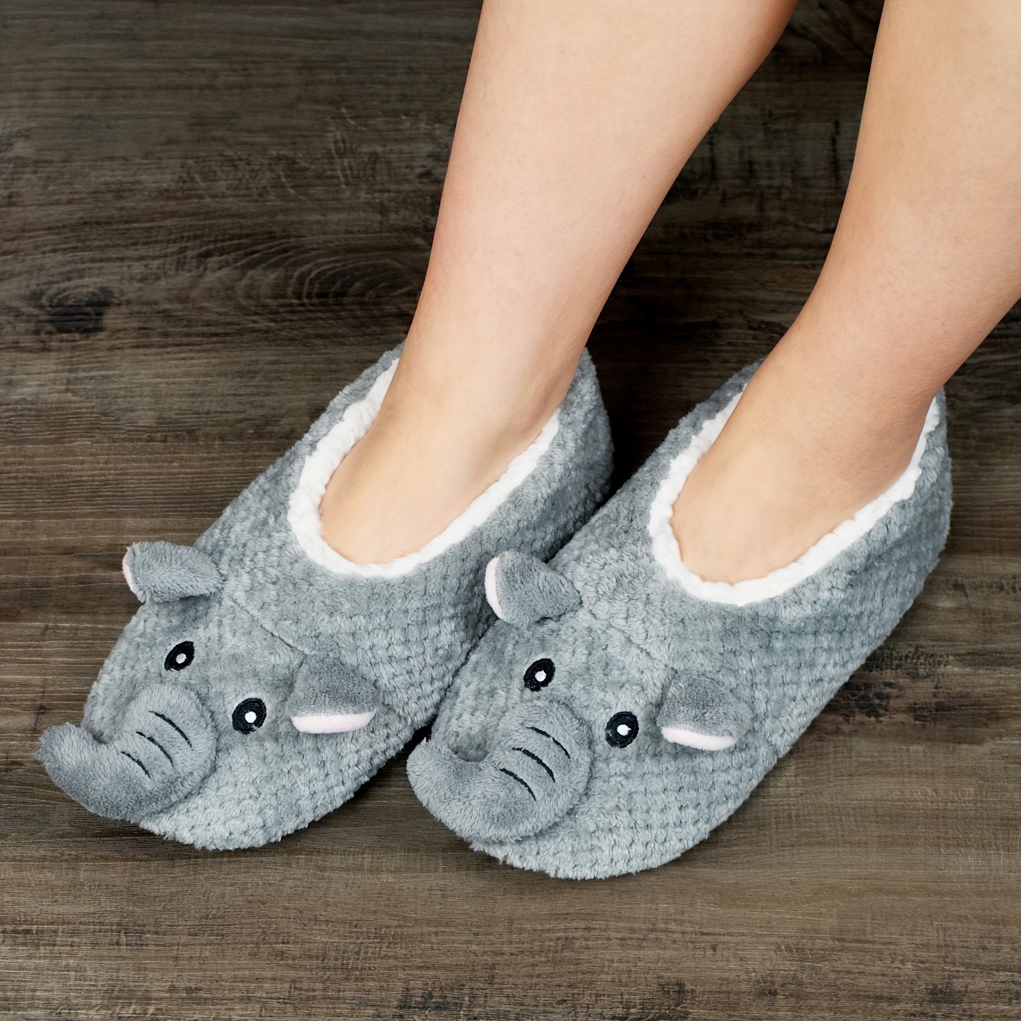 Elephant Slippers Plush Lined Shoes Comfort Indoor Home Slippers