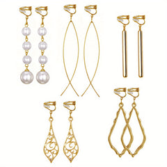Plated Clip On Earrings For Women Set of 5 Pairs Girls Lightweight Nice Gift