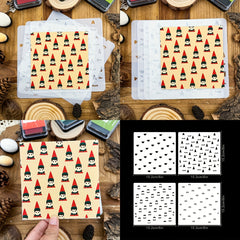Holiday Halloween Funny Cats Christmas Elf Background Stencils for Cards Making