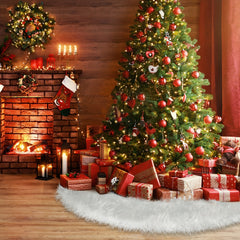 Faux Fur Christmas Tree Skirt for Merry Christmas Party Decorations