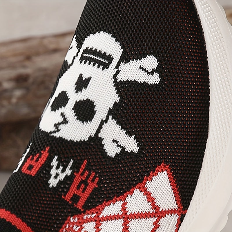 Women's Skull Pattern Sock Shoes Halloween Low Top Sneakers